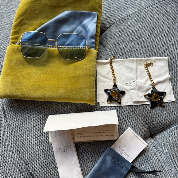 Gucci 61mm blue square sunglasses with star attachable/detachable charms NWT - Picture 8 of 17